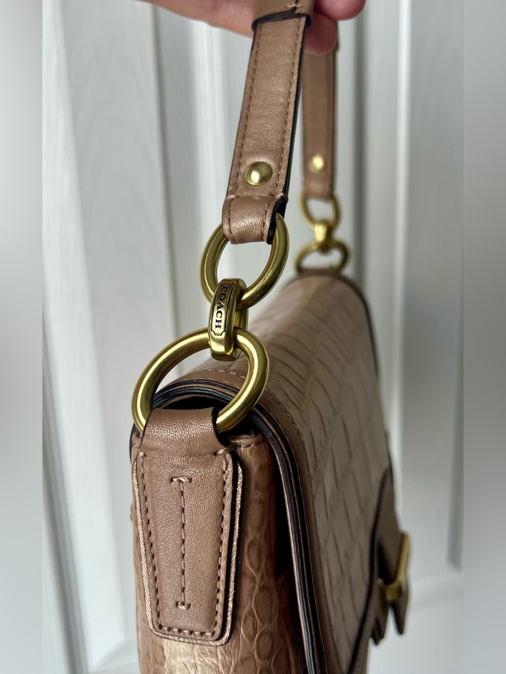 Coach Taylor Embossed Leather Bag in Sand Taupe - Picture 4 of 14
